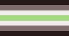 A 7-striped flag. The colors from top to bottom are very dark brown, light desaturated brown, white, light green, white, light desaturated brown and very dark brown.